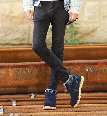 Male Warm Solid Color Winter Boots