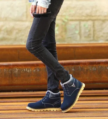 Male Warm Solid Color Winter Boots