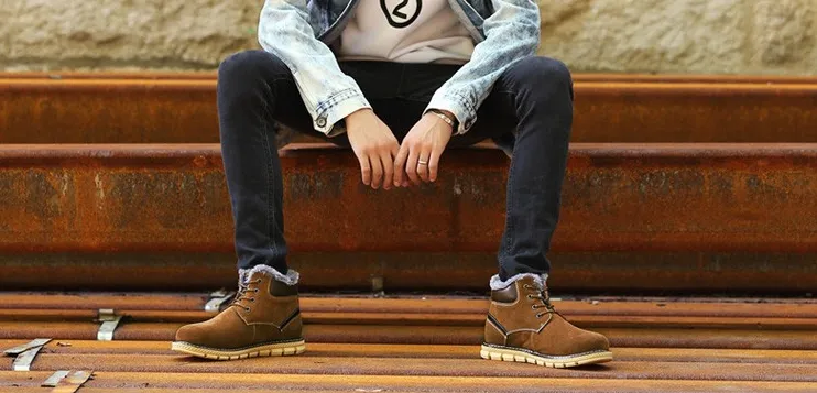Male Warm Solid Color Winter Boots