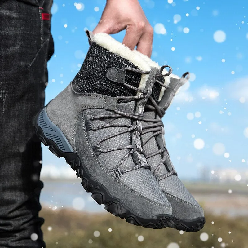 Men Plush Warm Leather Ankle Boots