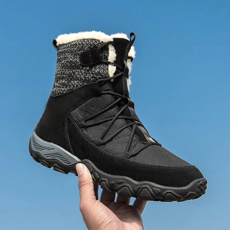 Men Plush Warm Leather Ankle Boots