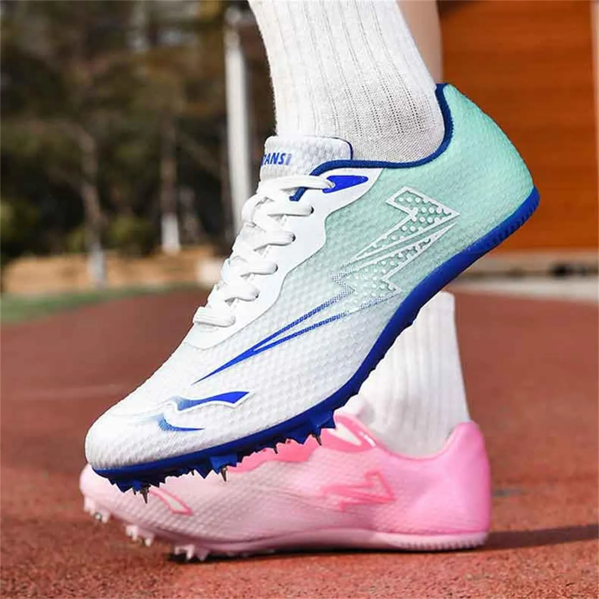 Men Women Track and Field Shoes, Professional 8 Spikes Running Racing Sprinting Sneakers Breathable Lightweight Hurdling Competition Shoes