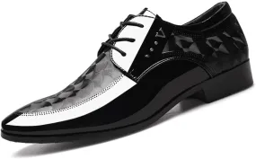 Men's Dress Tuxedo Shoes Classic Patent Leather Lace-up Formal Oxfords Shoes