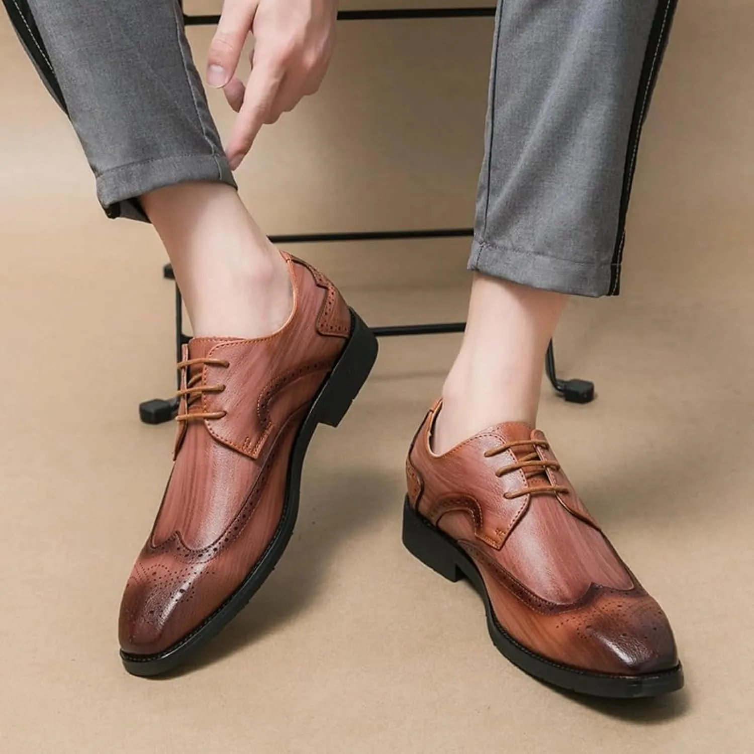 Men's Formal Dress Shoes Patent Leather Tuxedo Oxfords Lace-ups Shoes Classic Business Wedding Suit Shoes Business Meeting Office Work Shoes for Party Dating Prom