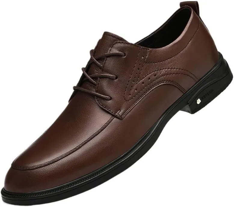 Men's Patent Leather Oxford Shoes - Classic Pointed-Toe Derby Dress Shoes for Business and Casual Wear