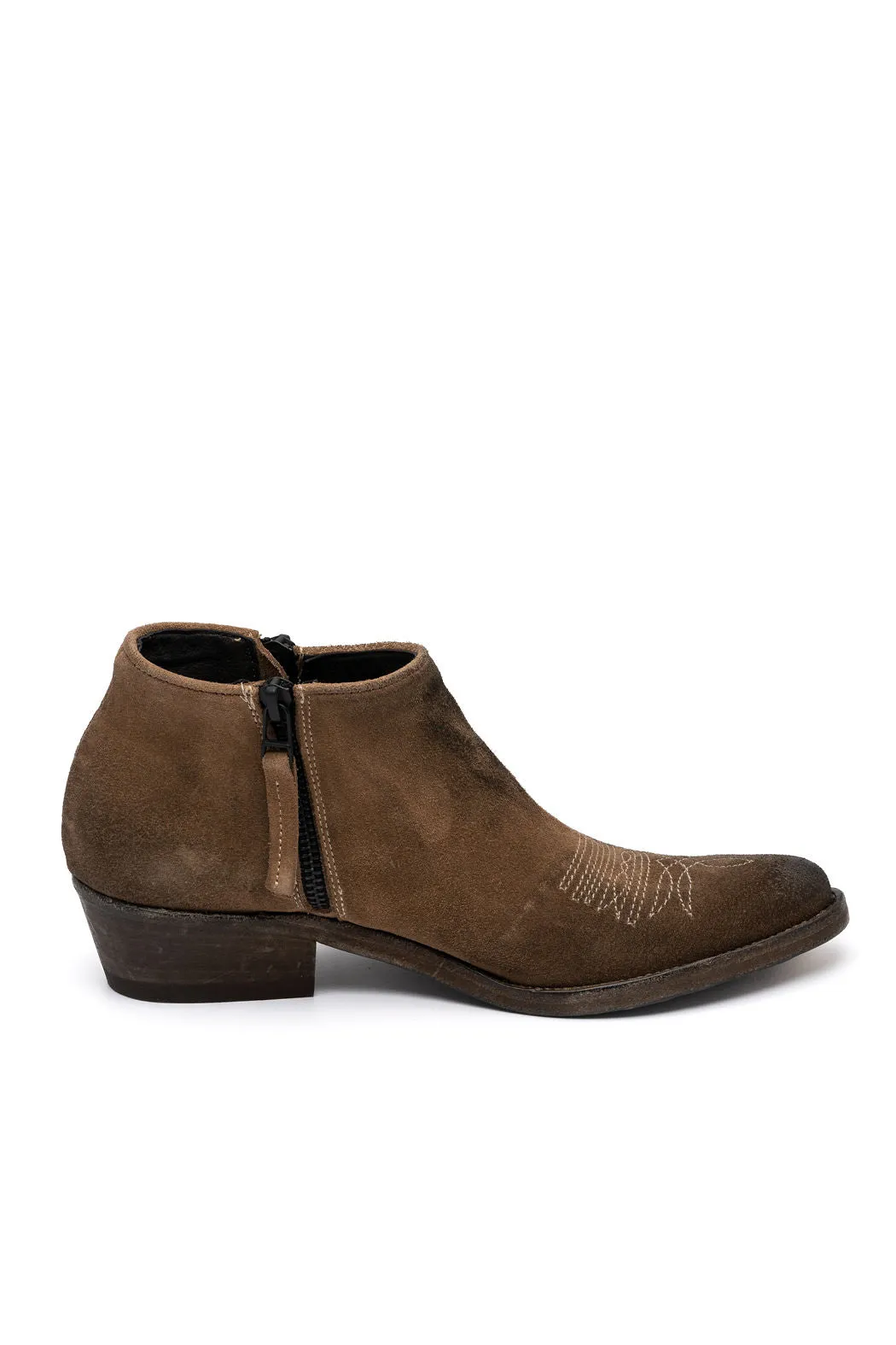 MORGAN Keep Tan Booties with White Stitch
