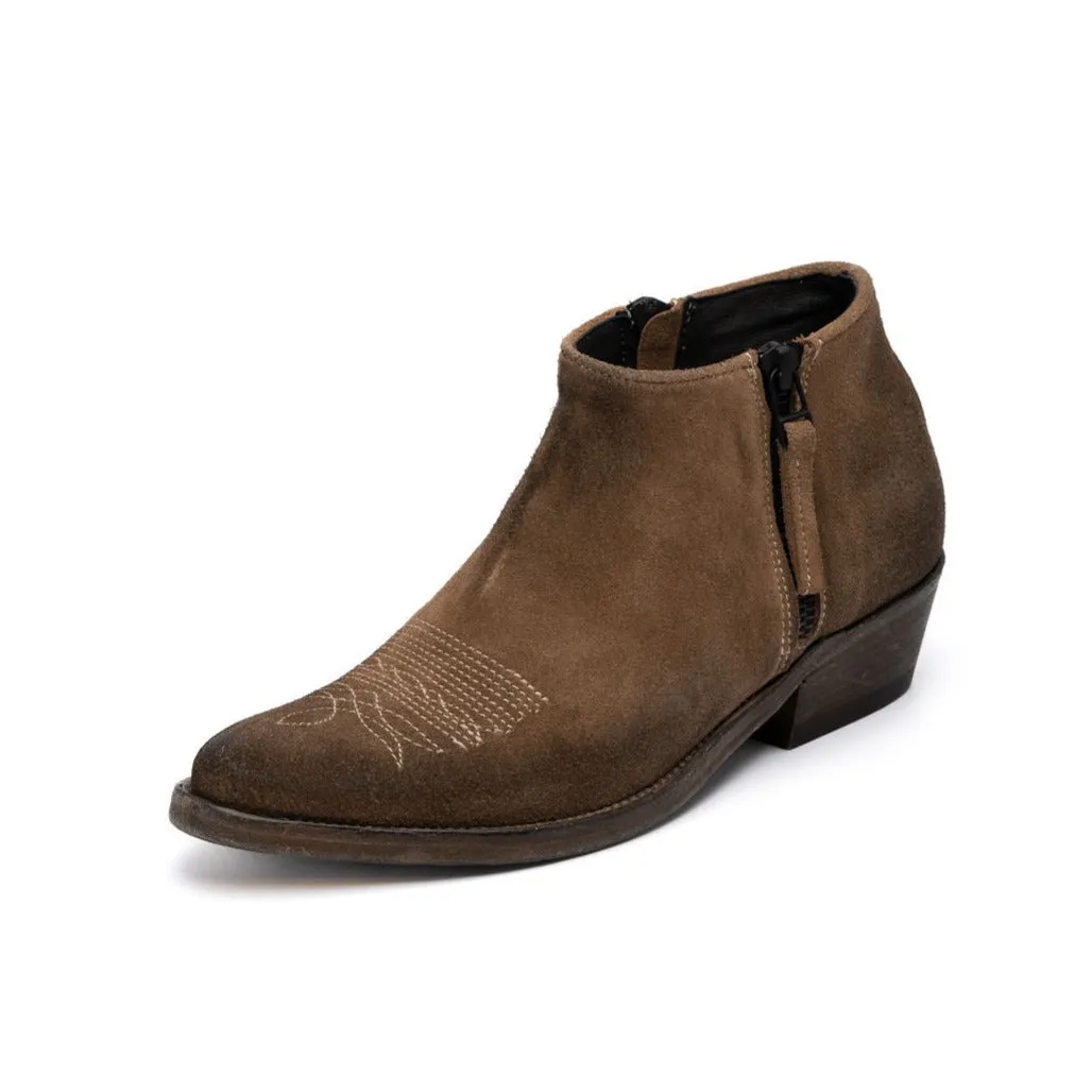 MORGAN Keep Tan Booties with White Stitch