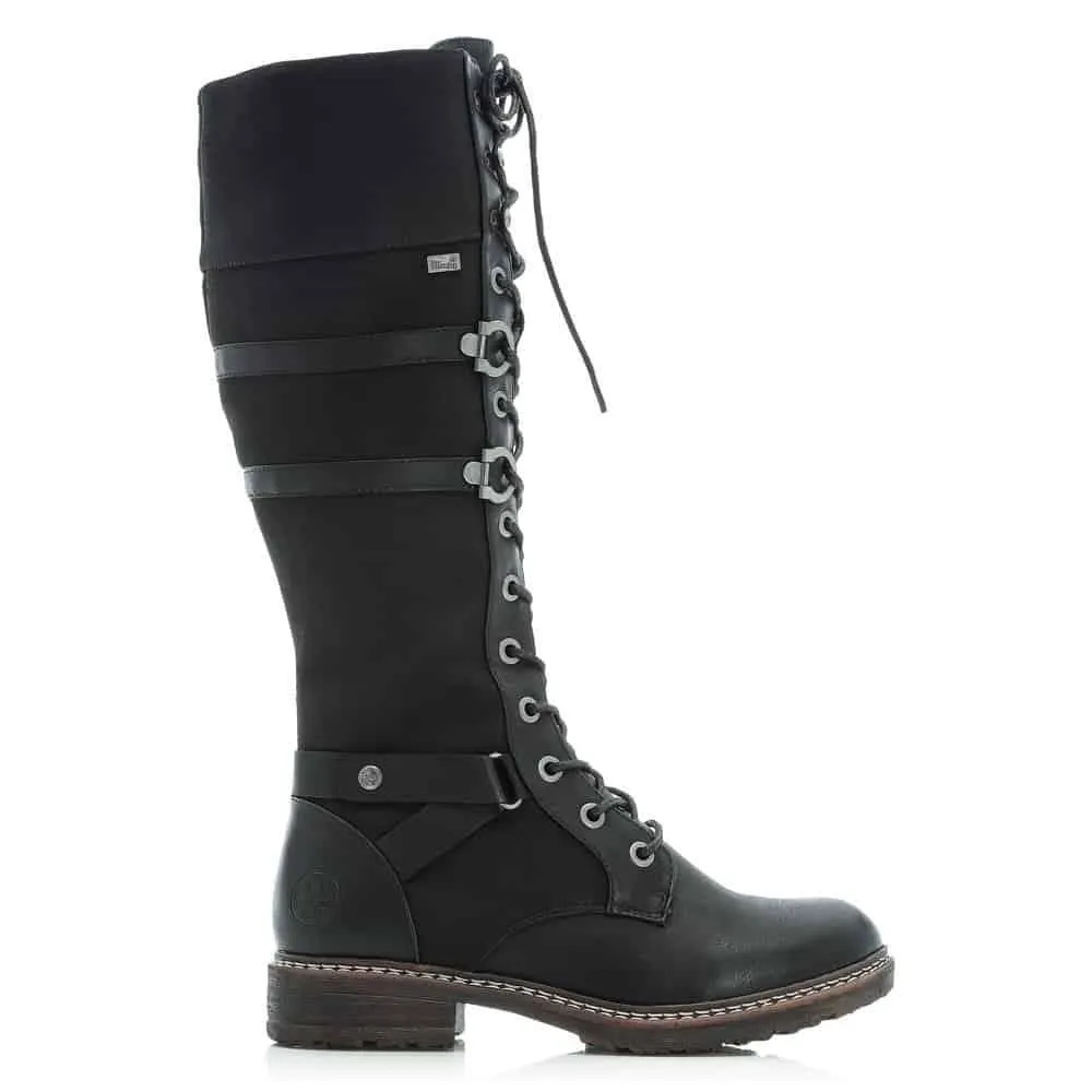 Rieker Women's Tall Lace & Zip Boots- Black