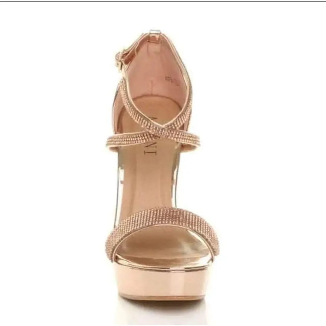 Shiny Stiletto With Thick Diamante Vamp Shoe