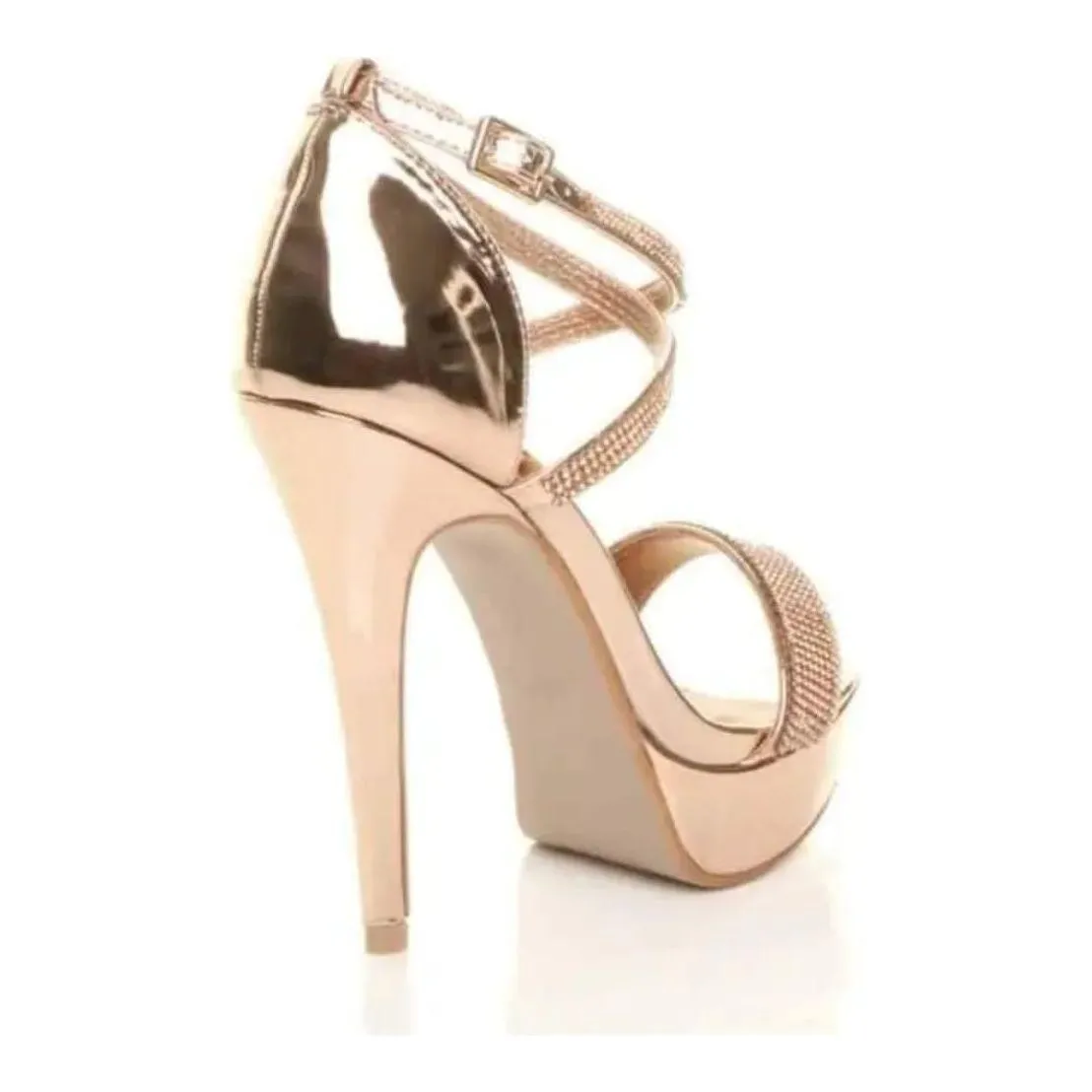 Shiny Stiletto With Thick Diamante Vamp Shoe