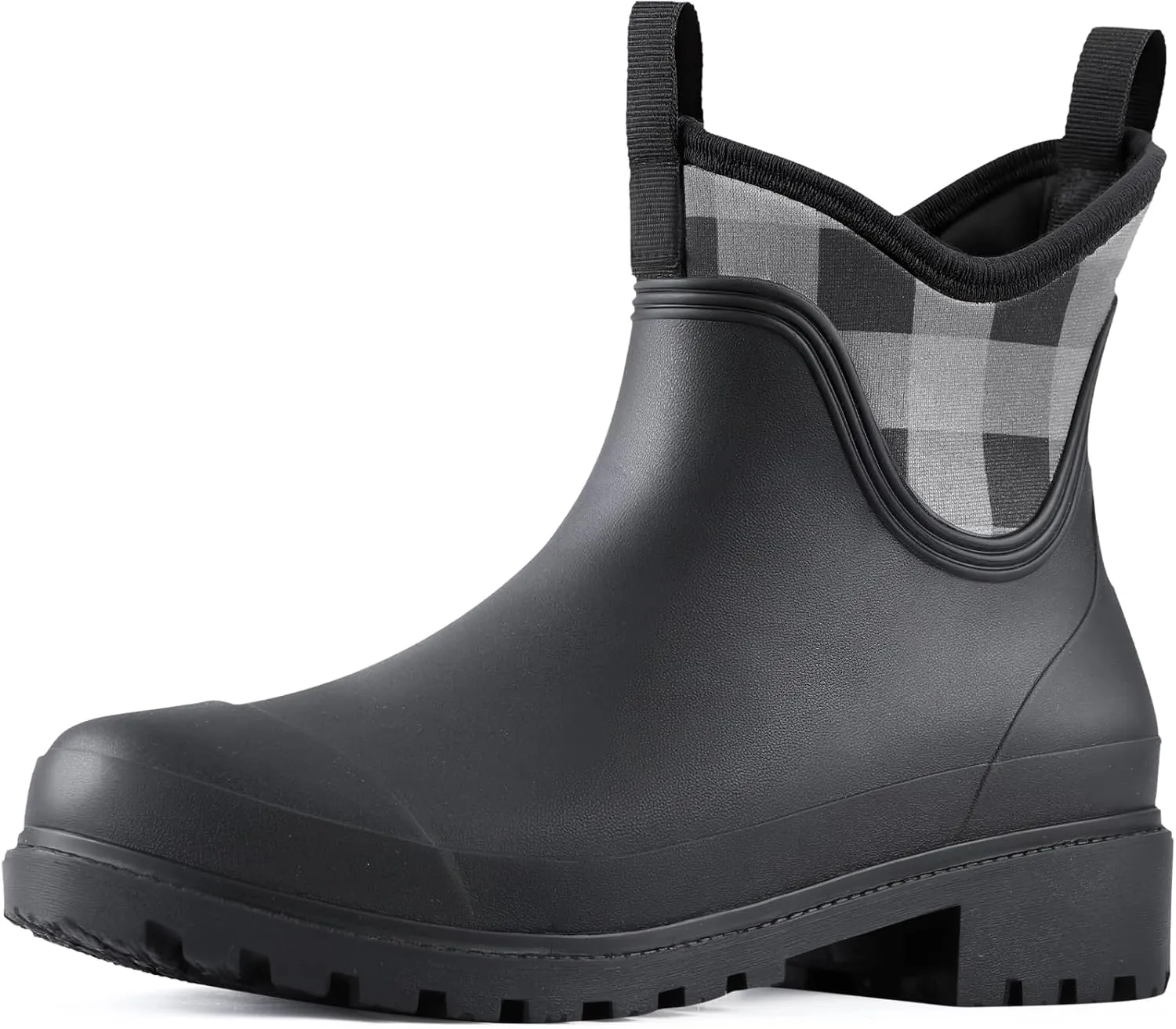 Showave Women's Rain Shoes Waterproof Ankle Rain Boots Slip on Rubber Garden Booties Comfort Lined Chelsea Boot
