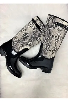 Snake Print Rain Boots