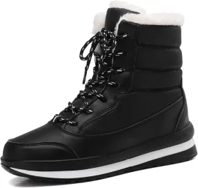 Snow Boots for Women Fur Lined Winter Boots for Women Waterproof Warmth Thickened Plus Fleece Womens Snow Boots