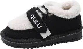 Snow Sneakers for Boys Girls, Suede Platform Warm Fr Lined Fashion Slip-on Comfortable Winter Flat Ankle Shoes