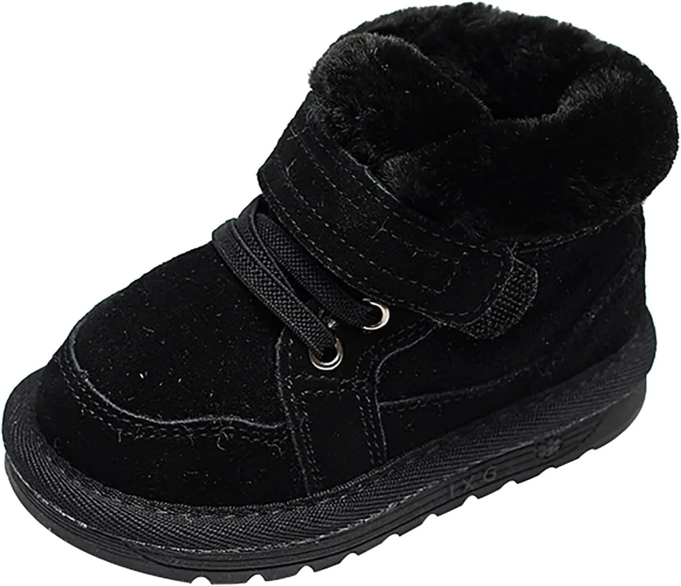 Toddler Baby Boys Girls High Tops Fleece Ankle Sneakers Soft Anti-Slip Sole PU Leather Warm First Walking Shoes