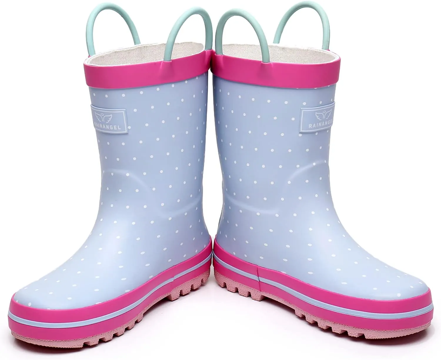 Toddler Rain Boots with Easy-On Handles, Waterproof Rubber Kids Rain Boots for Girls and Boys, in Fun Printed & Colors Unisex-Child Outdoor Rain Boots