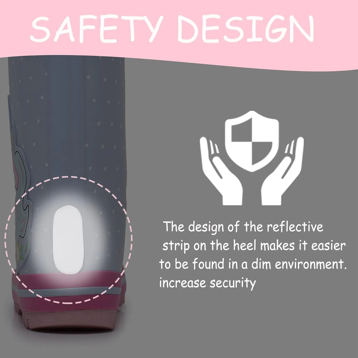 Toddler Rain Boots with Easy-On Handles, Waterproof Rubber Kids Rain Boots for Girls and Boys, in Fun Printed & Colors Unisex-Child Outdoor Rain Boots