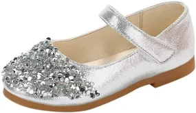 Toddler Shoes Baby Girls Rhinestone Dress Shoes Glitter Mary Jane Kids Princess Shoes Low Heels for Party Wedding