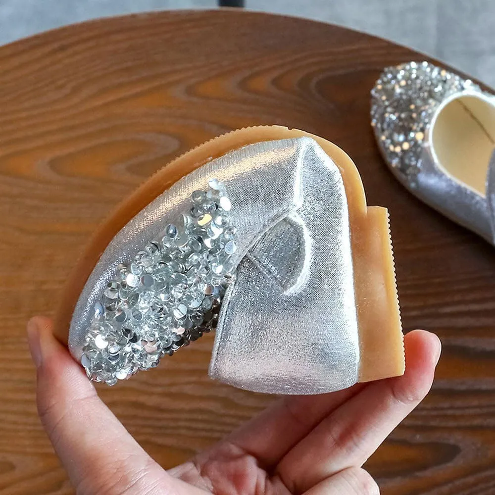 Toddler Shoes Baby Girls Rhinestone Dress Shoes Glitter Mary Jane Kids Princess Shoes Low Heels for Party Wedding