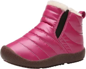Toddler Snow Boots Winter Warm Booties Fr Lined Anti-Slip Ankle Boots Outdoor Slip On Waterproof Comfortable Booties