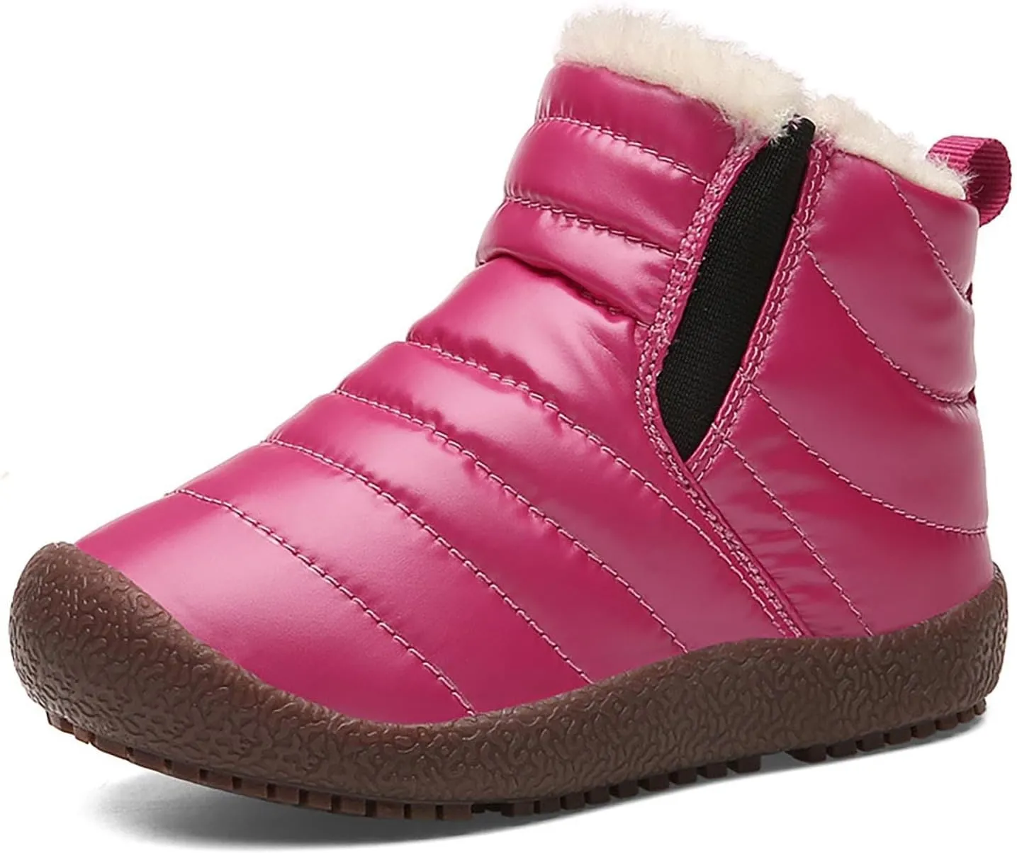 Toddler Snow Boots Winter Warm Booties Fr Lined Anti-Slip Ankle Boots Outdoor Slip On Waterproof Comfortable Booties