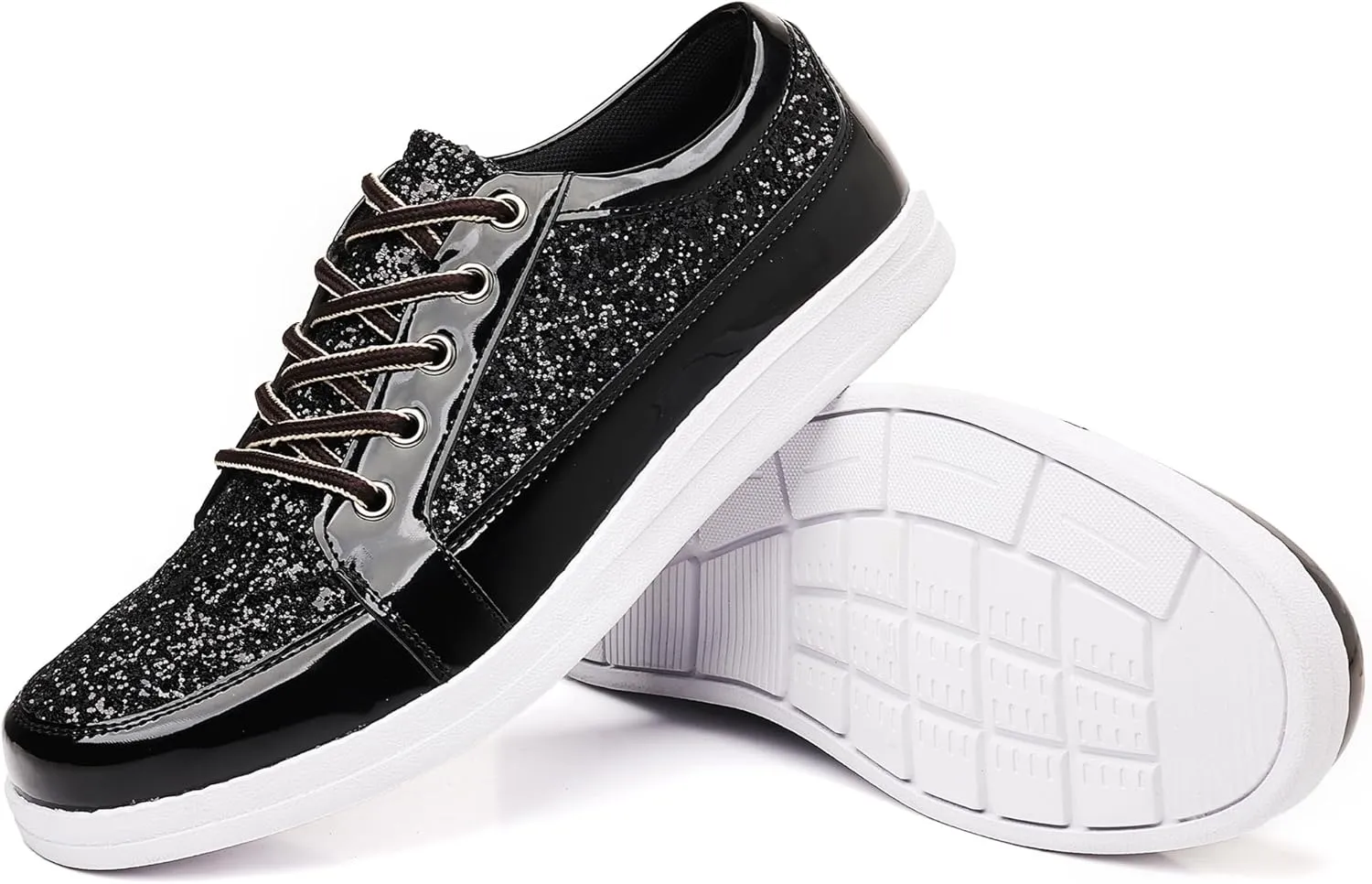Trsorini Mens Glitter Shoes Sparkly Sneakers Fashion Bling Sequin Shiny Comfort Men Shoes