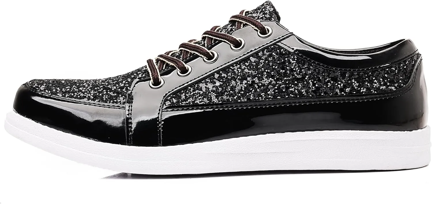 Trsorini Mens Glitter Shoes Sparkly Sneakers Fashion Bling Sequin Shiny Comfort Men Shoes