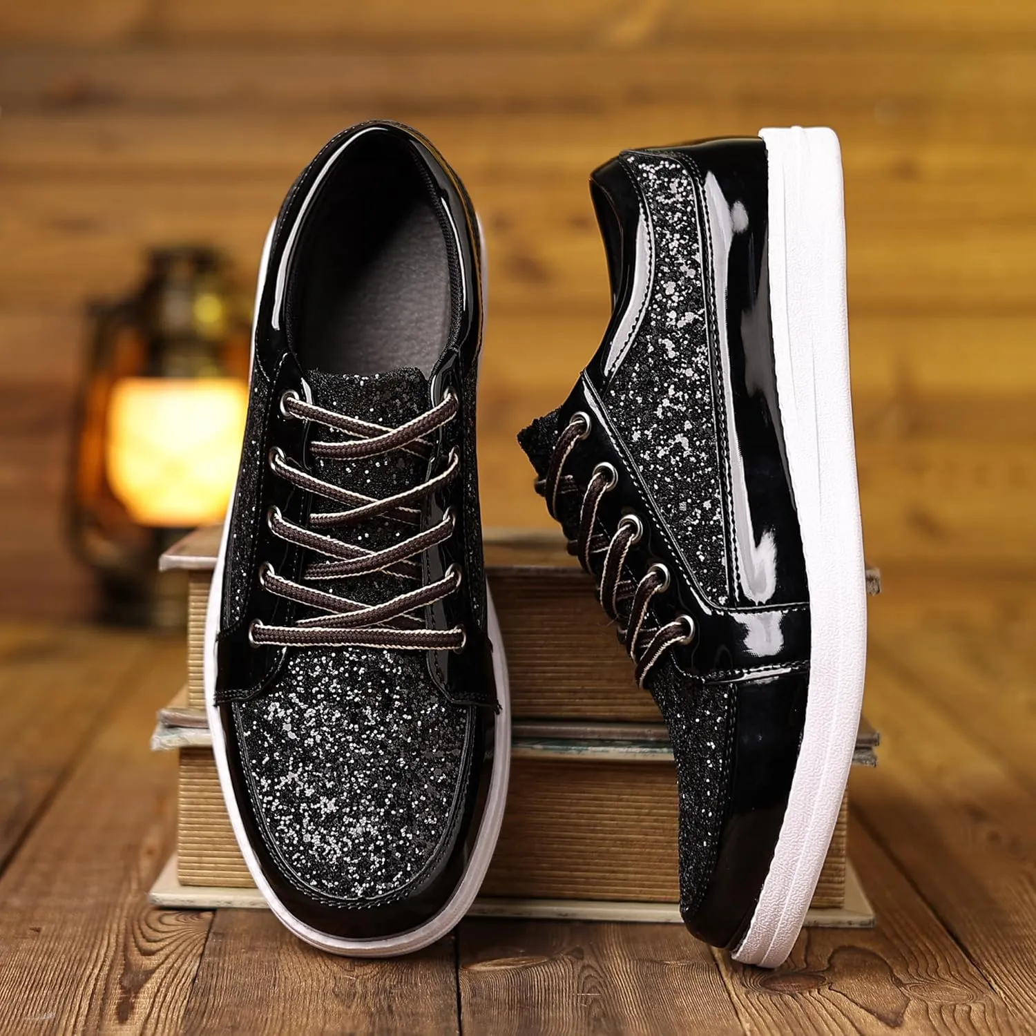 Trsorini Mens Glitter Shoes Sparkly Sneakers Fashion Bling Sequin Shiny Comfort Men Shoes