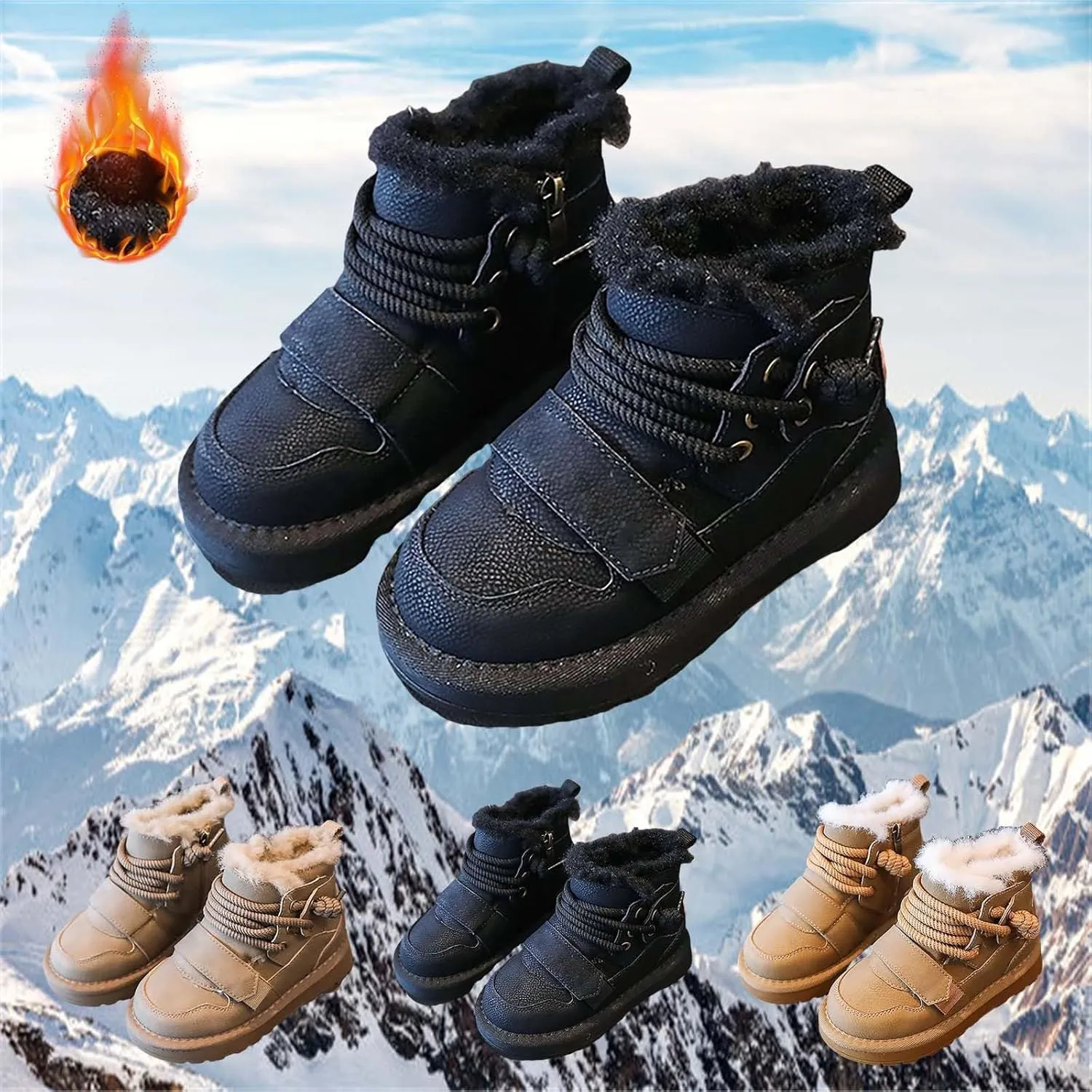 Winter Girls Boys Ankle Boots Comfortable Warm Lined Casual Shoes Sports Shoes Outdoor Children Baby Boy Boot