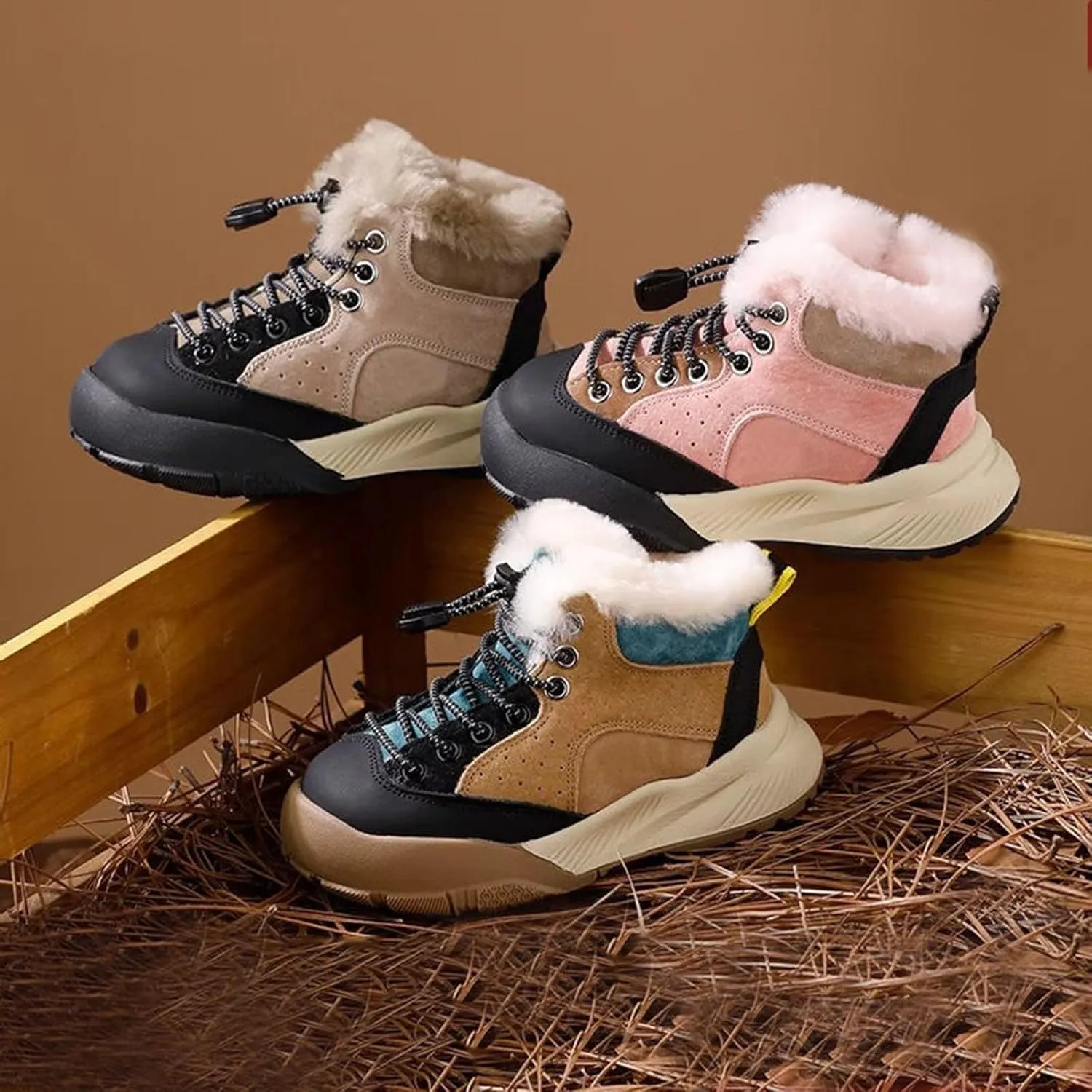 Winter Outdoor Faux Fr Snow Boots for Kids Fleece Plush Warm Furry Ankle Booties Boys Girls Baby Boots 1218 Months