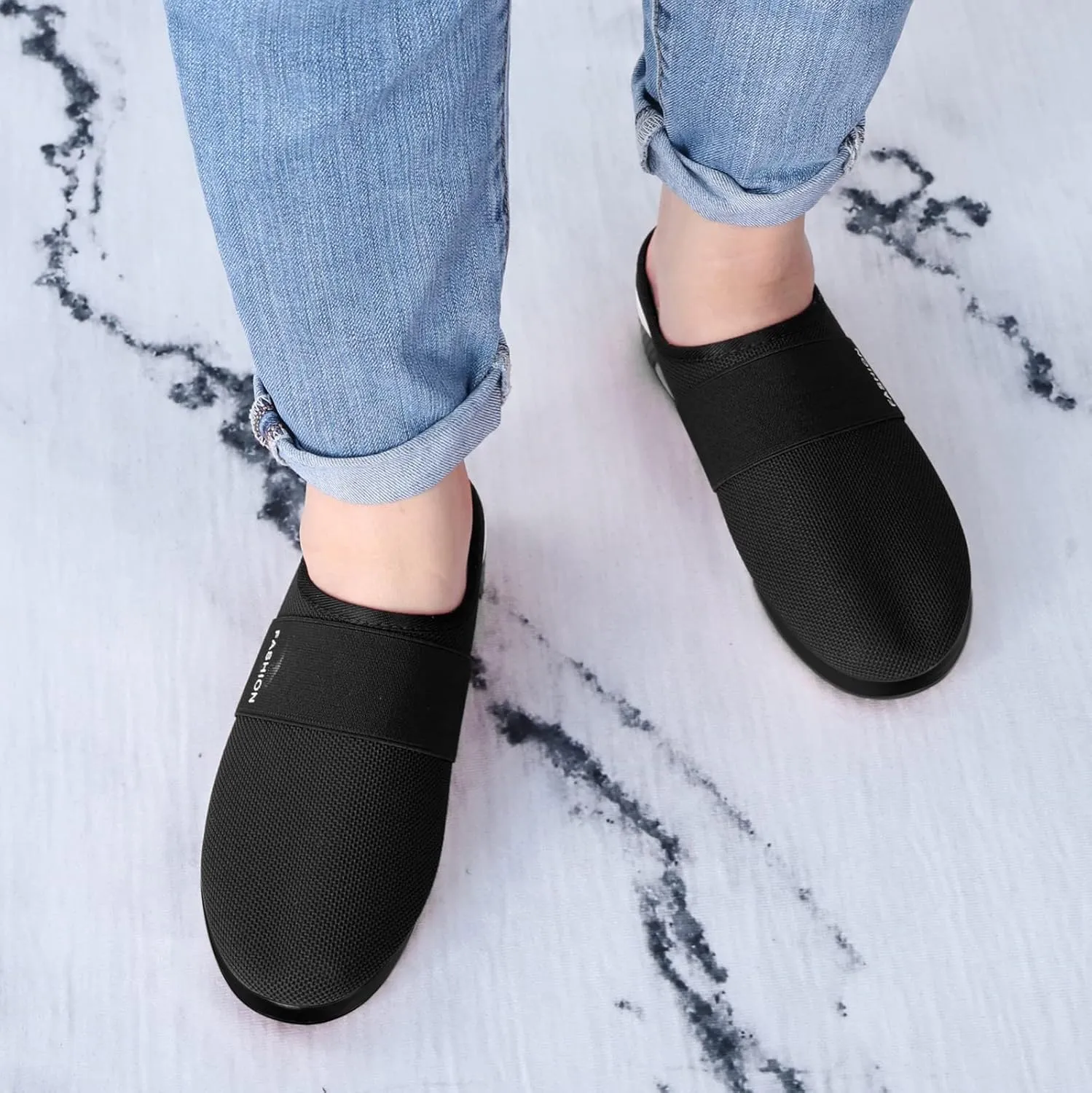 Women's Backless Walking Sneakers Summer Slip-on Tennis Shoes Womens Mesh Breathable Dress Casual Shoes Waterproof Sneakers Black Tennis Shoe White Loafers