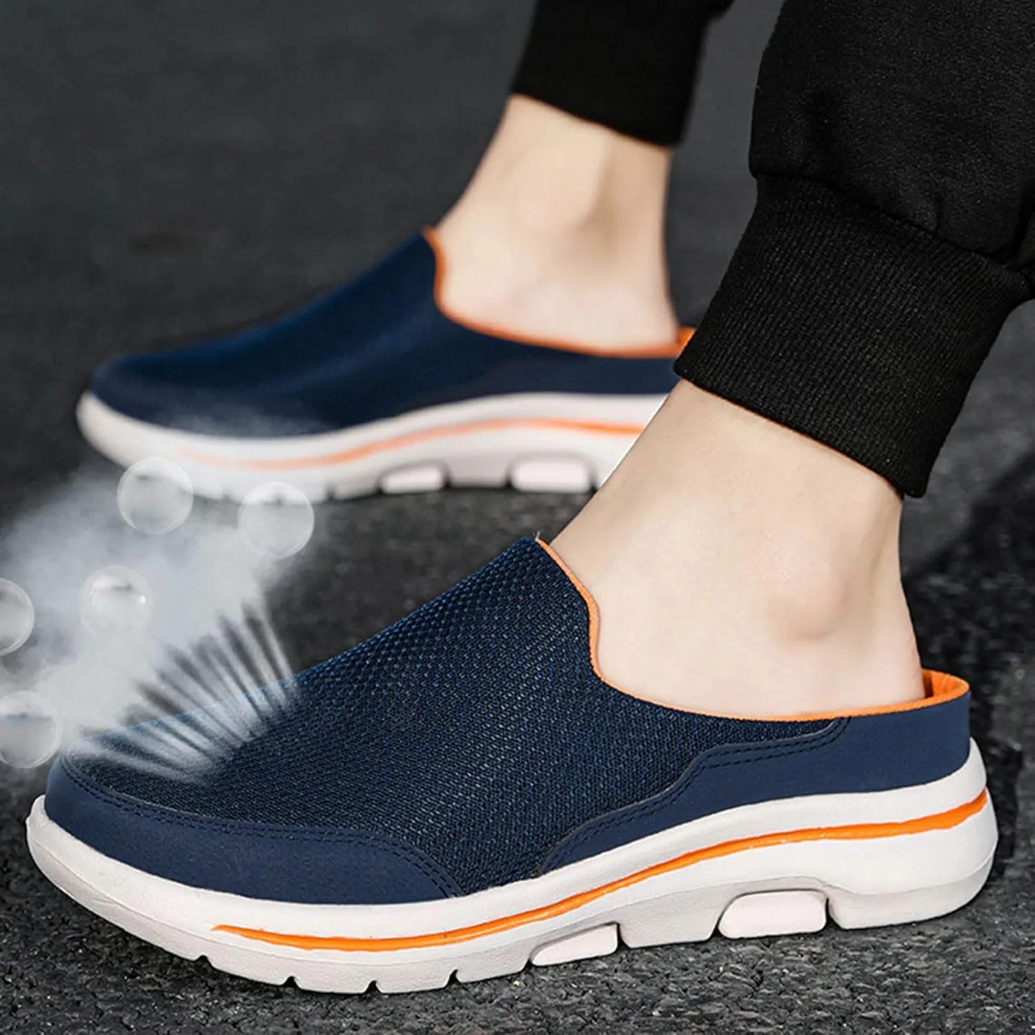 Womens Breathable Mesh Walking Mules Sneakers Non Slip Work Shoes Women Cute Casual Black Shoes White Platform Sneakers Tennis Shoe Loafers Shoe