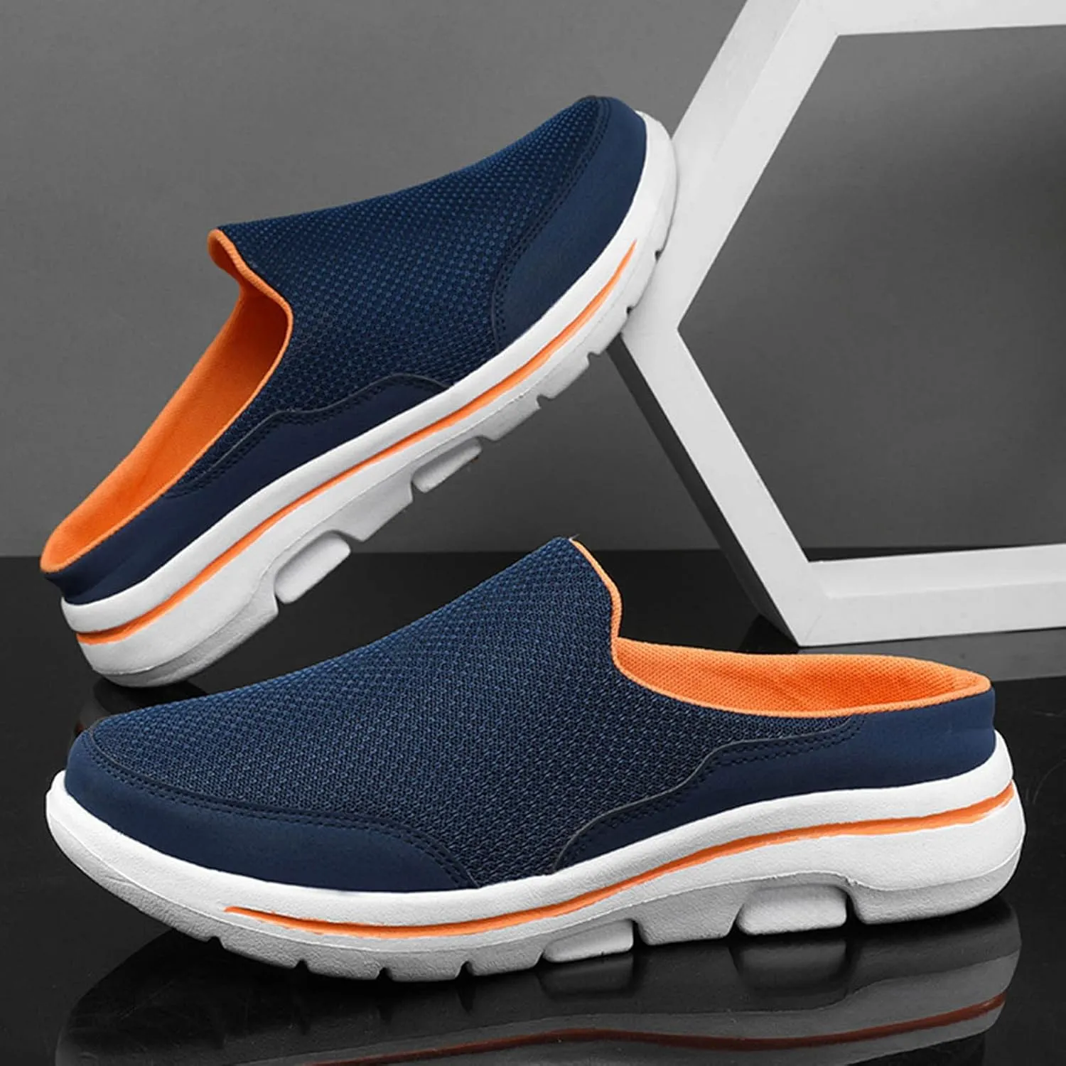 Womens Breathable Mesh Walking Mules Sneakers Non Slip Work Shoes Women Cute Casual Black Shoes White Platform Sneakers Tennis Shoe Loafers Shoe