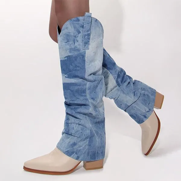 Women's Stylish Pointed Toe Thick Heel Trouser Boots 55358091S