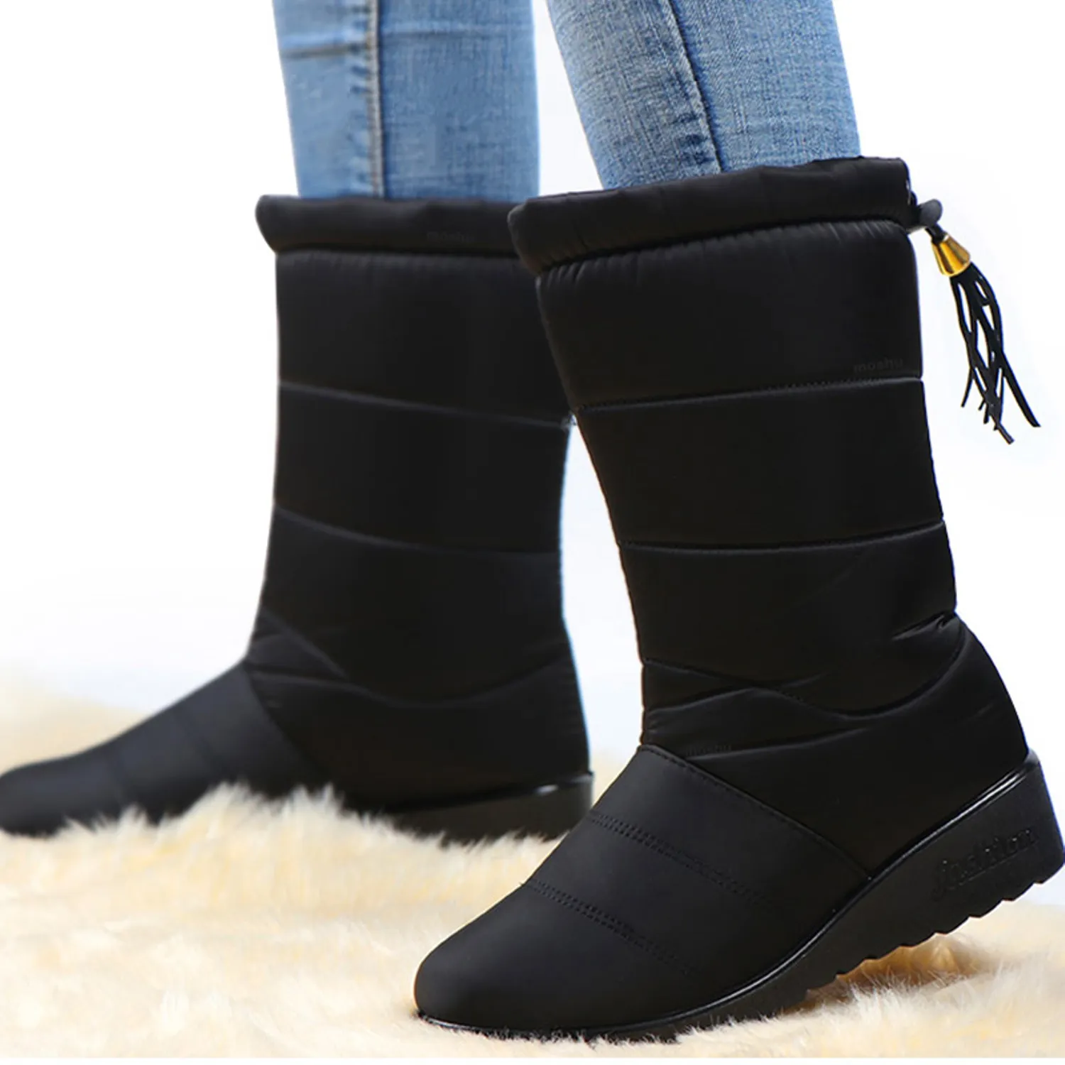 Women's Waterproof Warm Fur Snow Boots