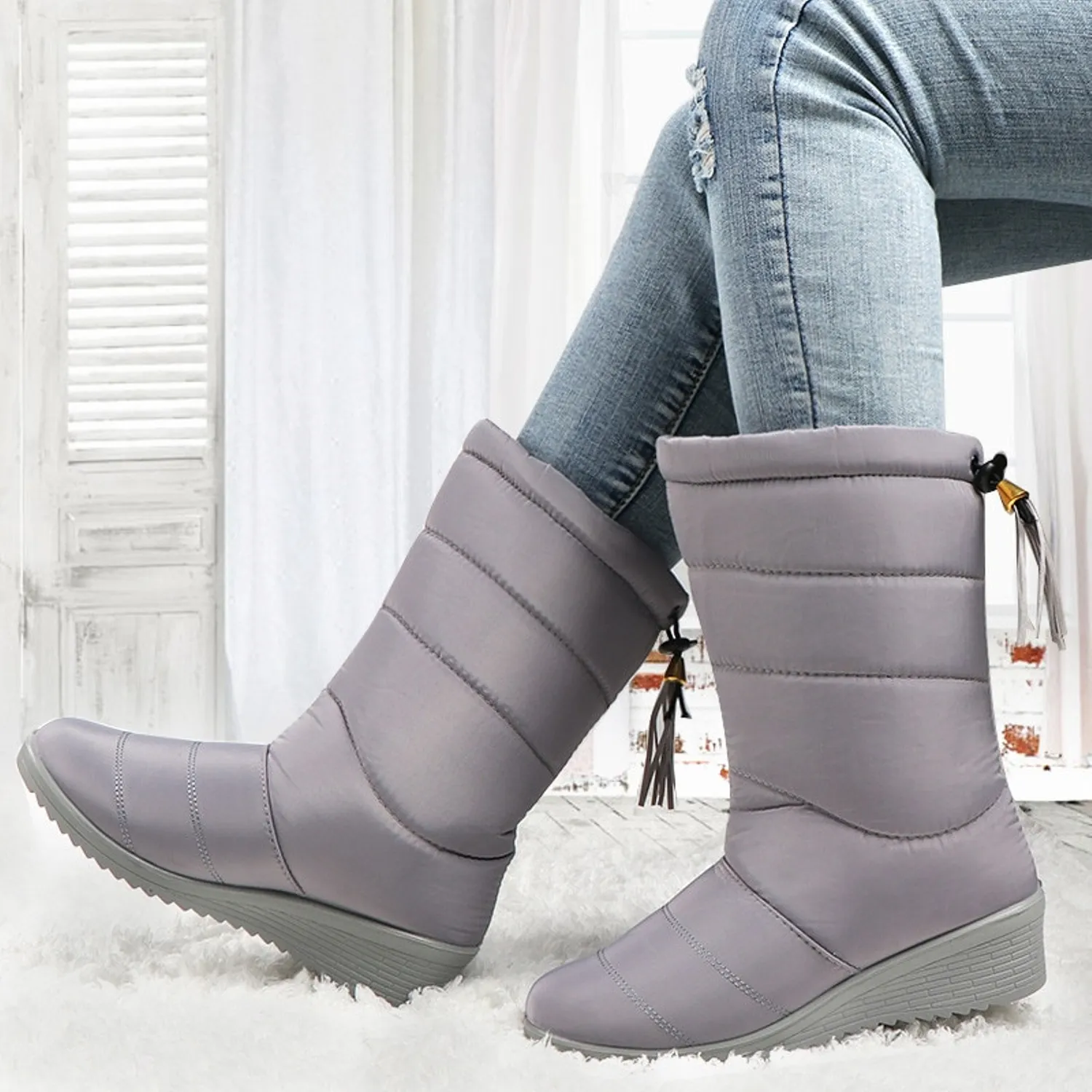 Women's Waterproof Warm Fur Snow Boots