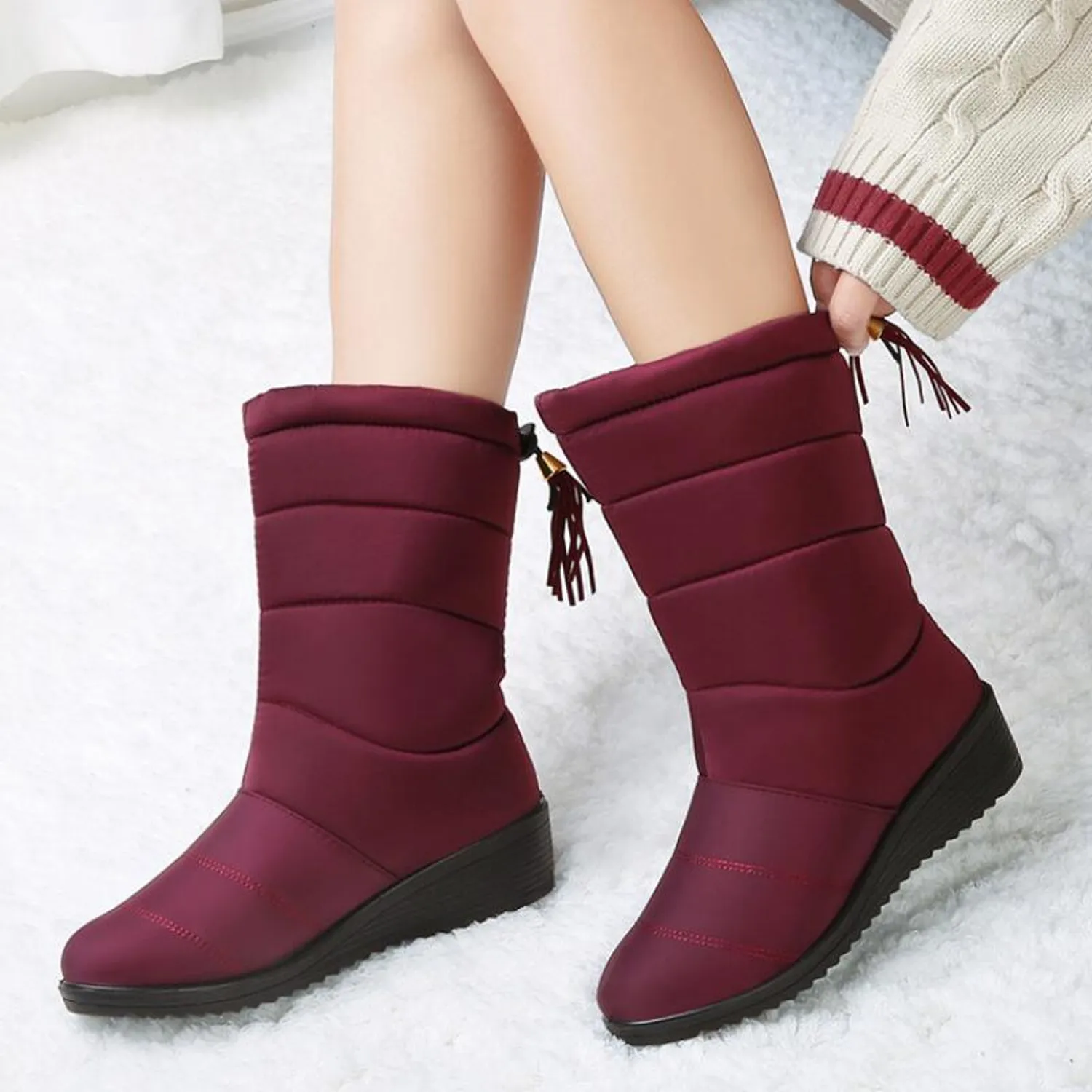 Women's Waterproof Warm Fur Snow Boots
