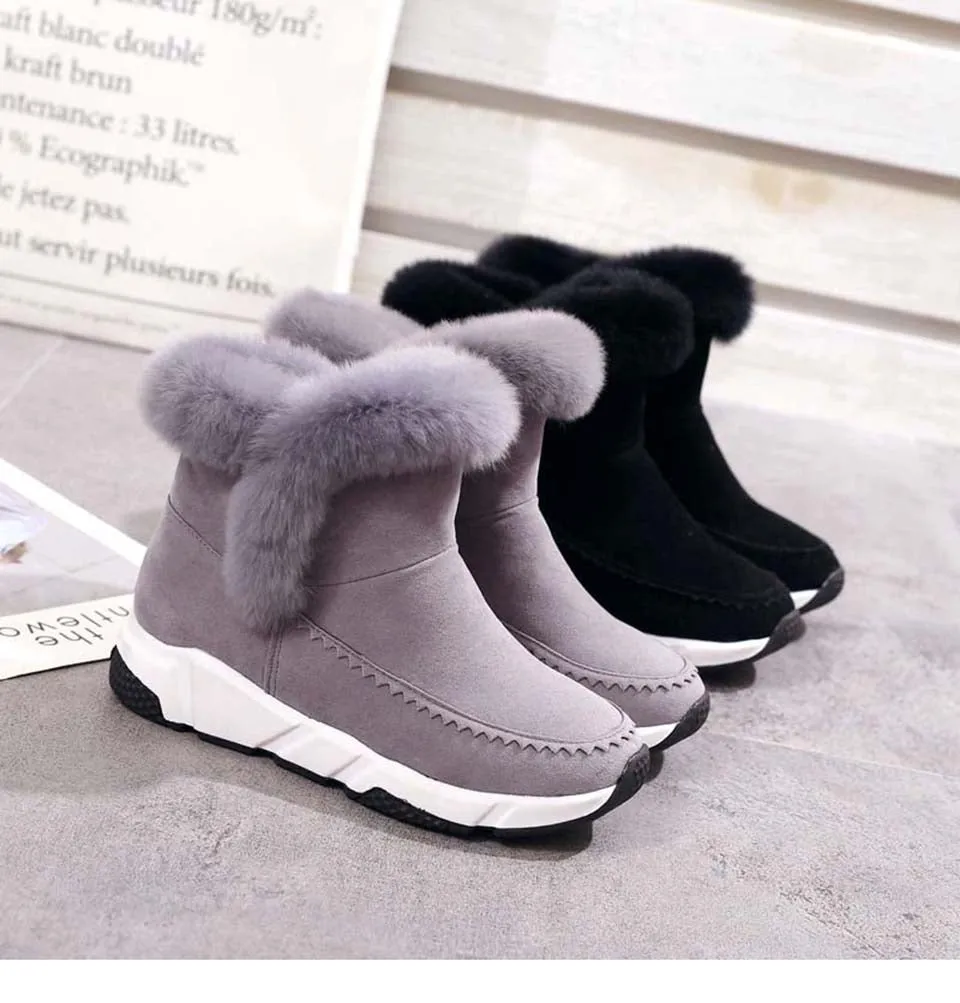 Women's Winter Warm Patchwork Platform Snow Boots Decorated With Faux Fur