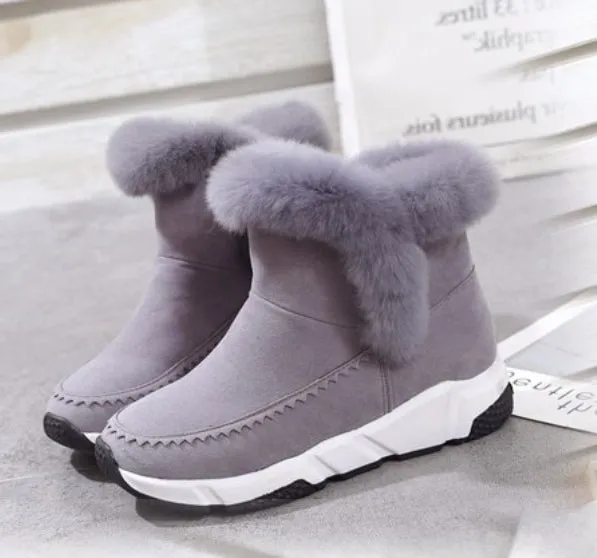 Women's Winter Warm Patchwork Platform Snow Boots Decorated With Faux Fur
