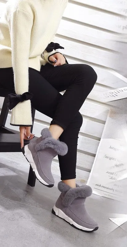 Women's Winter Warm Patchwork Platform Snow Boots Decorated With Faux Fur