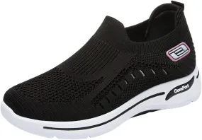 Women's Woven Orthopedic Soft Breathable Shoes Outdoor Comfort Fashion Casual Sneakers Wide Slip-on Tennis Shoes Arch Support Foam Shoes