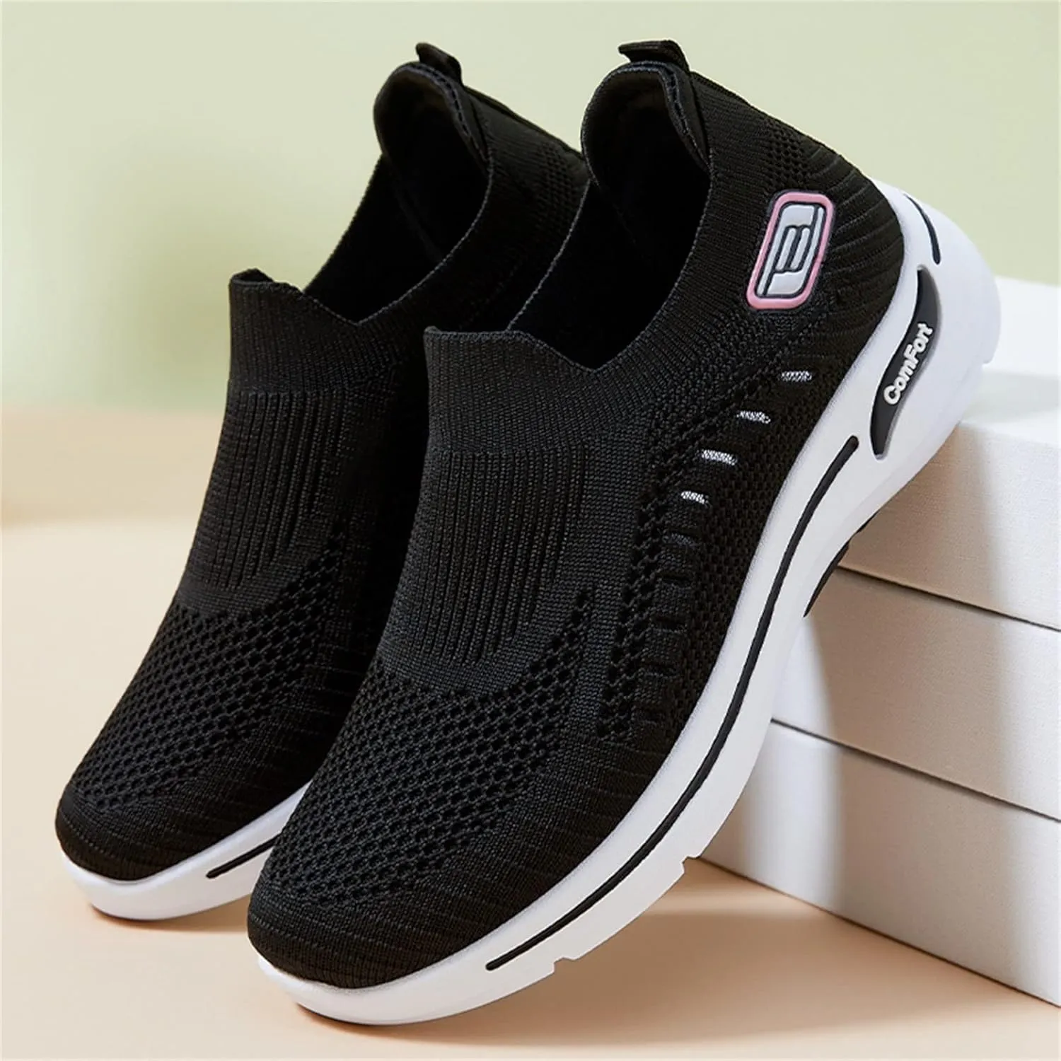 Women's Woven Orthopedic Soft Breathable Shoes Outdoor Comfort Fashion Casual Sneakers Wide Slip-on Tennis Shoes Arch Support Foam Shoes